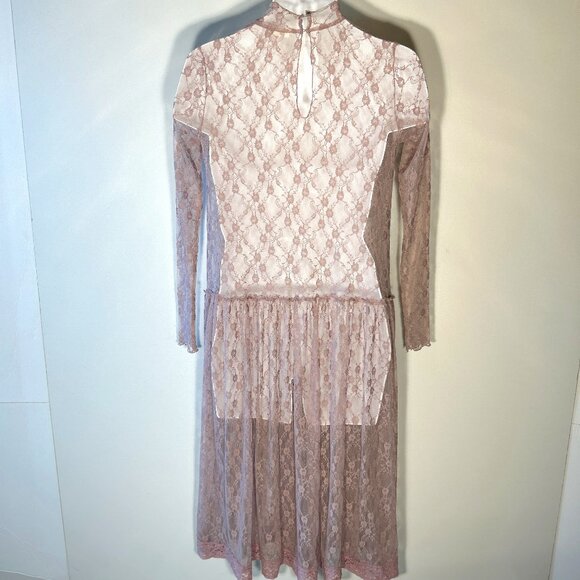 Intimately Free People SZS Lilac Lace Sheer Dress Layering Boho Fairy Romantic - Picture 6 of 9